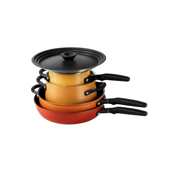 Meyer Induction Hob Pan Set Non Stick 6 Piece Stackable Pots And Pans